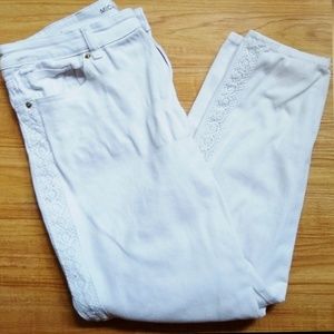 🍁 Michael Kors Izzy Skinny Jeans White Lace Trim